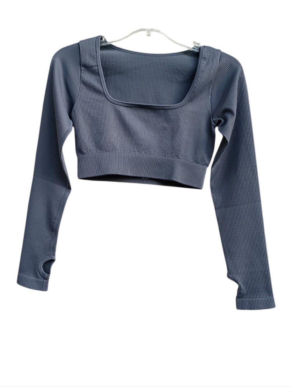 OQQ Ribbed Long Sleeve Activewear Crop Top sz M NEW